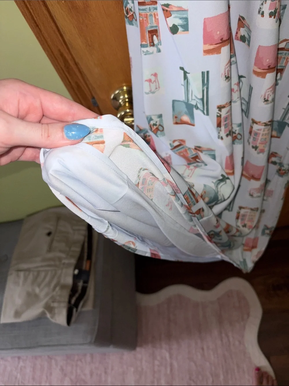 Abercrombie & Fitch White Slip Maxi Dress with Coral and Teal Print